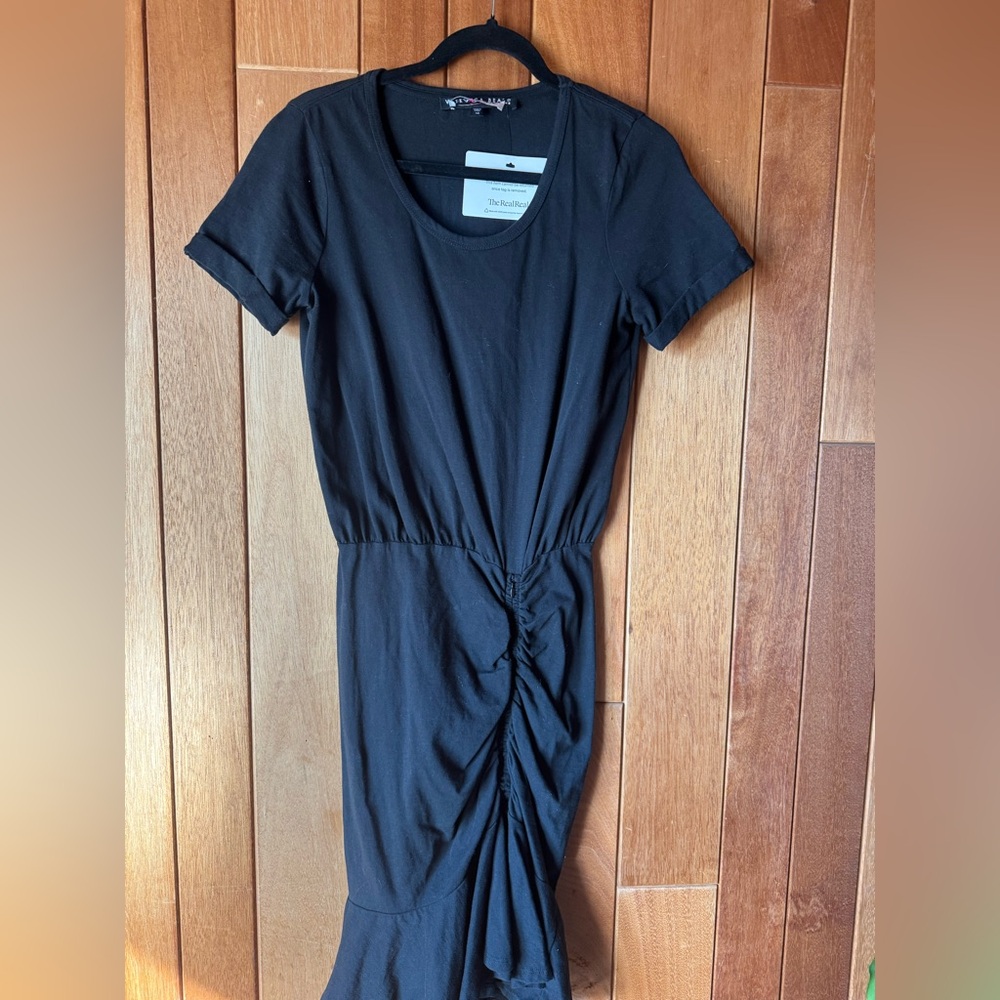 Veronica Beard Hannock Black Ruched Midi Dress